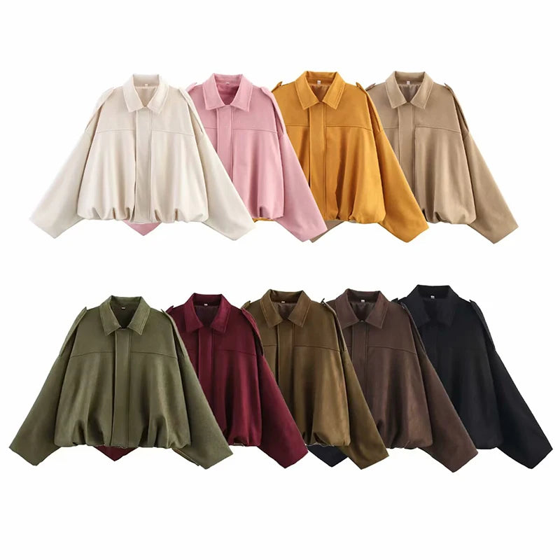 Fashionable Women’s Bomber Jacket – Casual Vintage Style Tops
