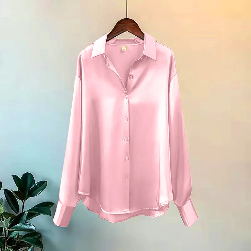 Spring Casual Knit Sweater Blouse – Buttoned Long Sleeve Top