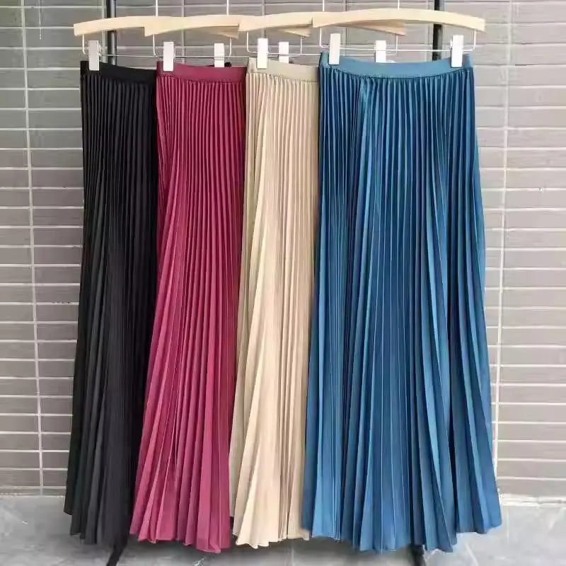 Women’s Elegant Pleated Skirt – High Waist Midi for Timeless Style