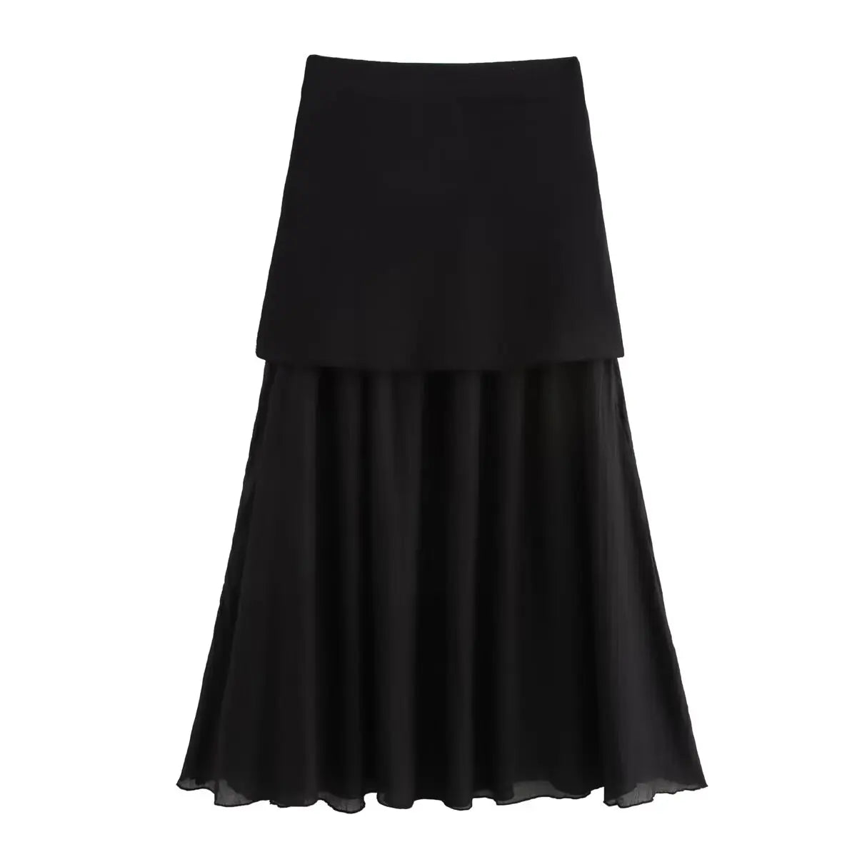 Women’s Knitted Skirt Set – Sleeveless V-Neck Vest & High Waist Long Skirt