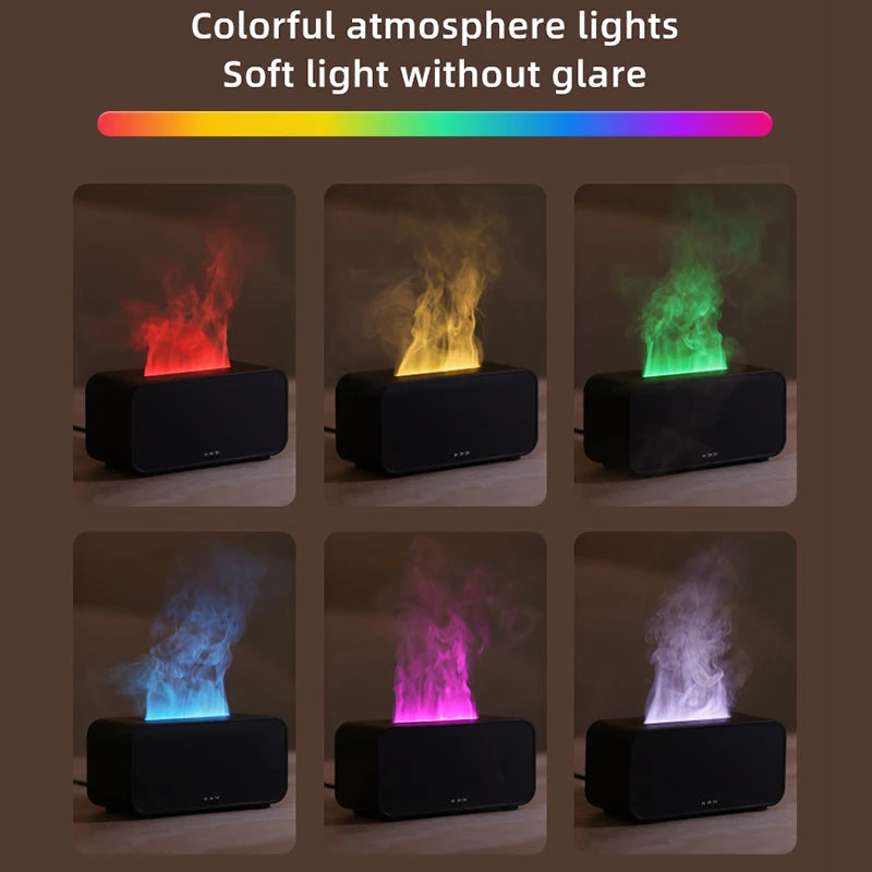 Colourful Flame Air Humidifier – Aromatherapy Diffuser with Fogger & Timer Setting