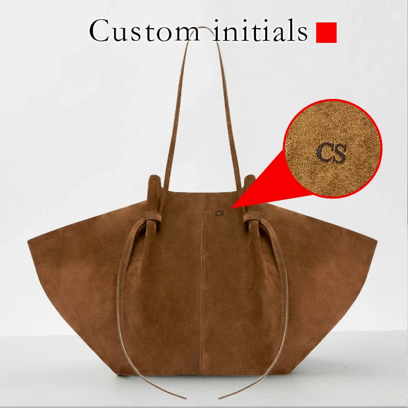 Custom Initials Faux Suede Tote Bag
