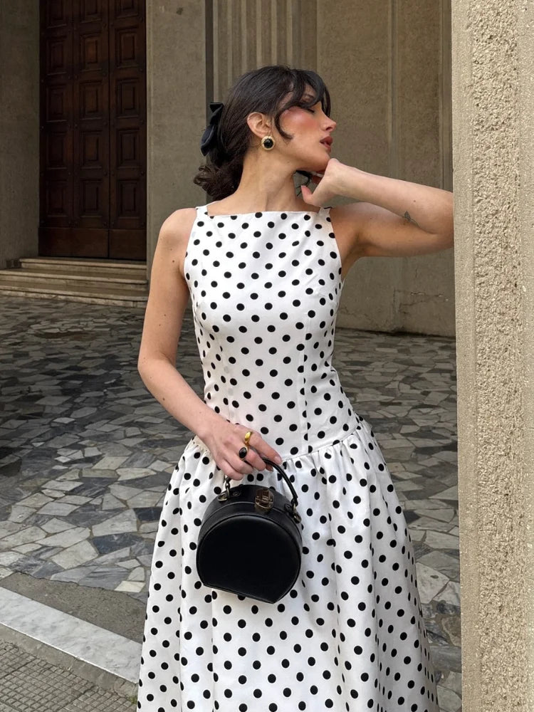 Chic Round Neck Long Dress – Slim Fit Summer Vestido for Women