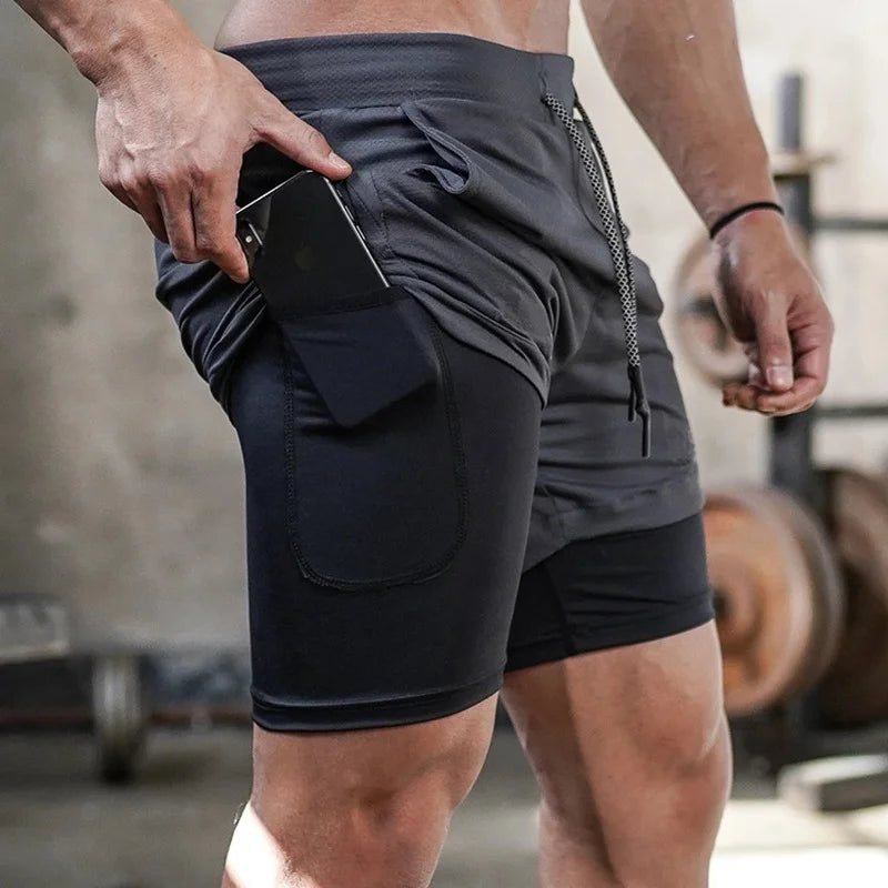 Men’s 2-in-1 Camo Running Shorts – Quick-Dry Gym & Fitness Training Wear