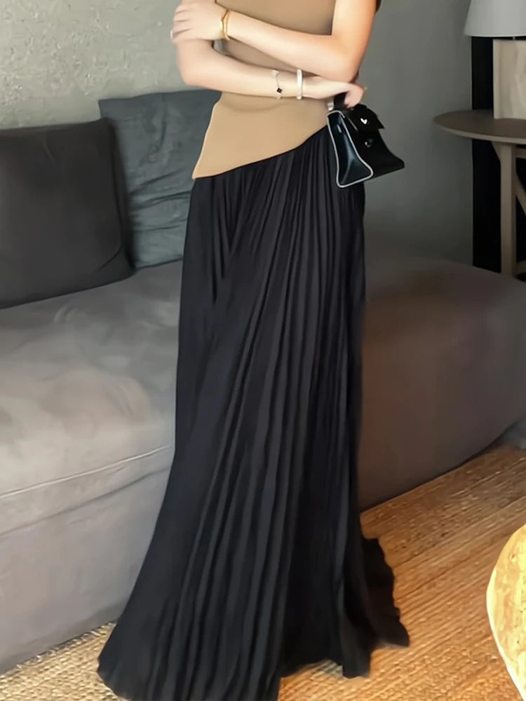 Women’s Elegant Pleated Skirt – High Waist Midi for Timeless Style