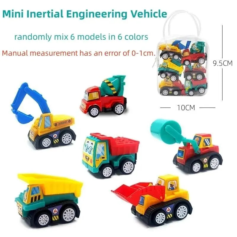 Tiny Wheels Construction Fleet – 4/6 Pack Inertial Cars for Kids