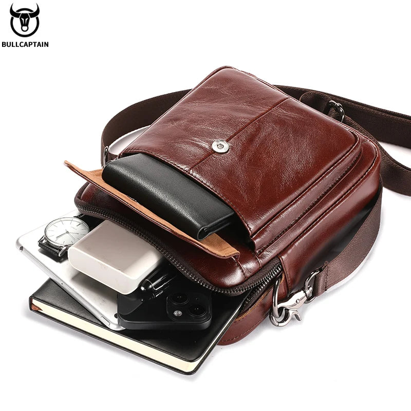 Men’s Genuine Leather Crossbody Shoulder Bag