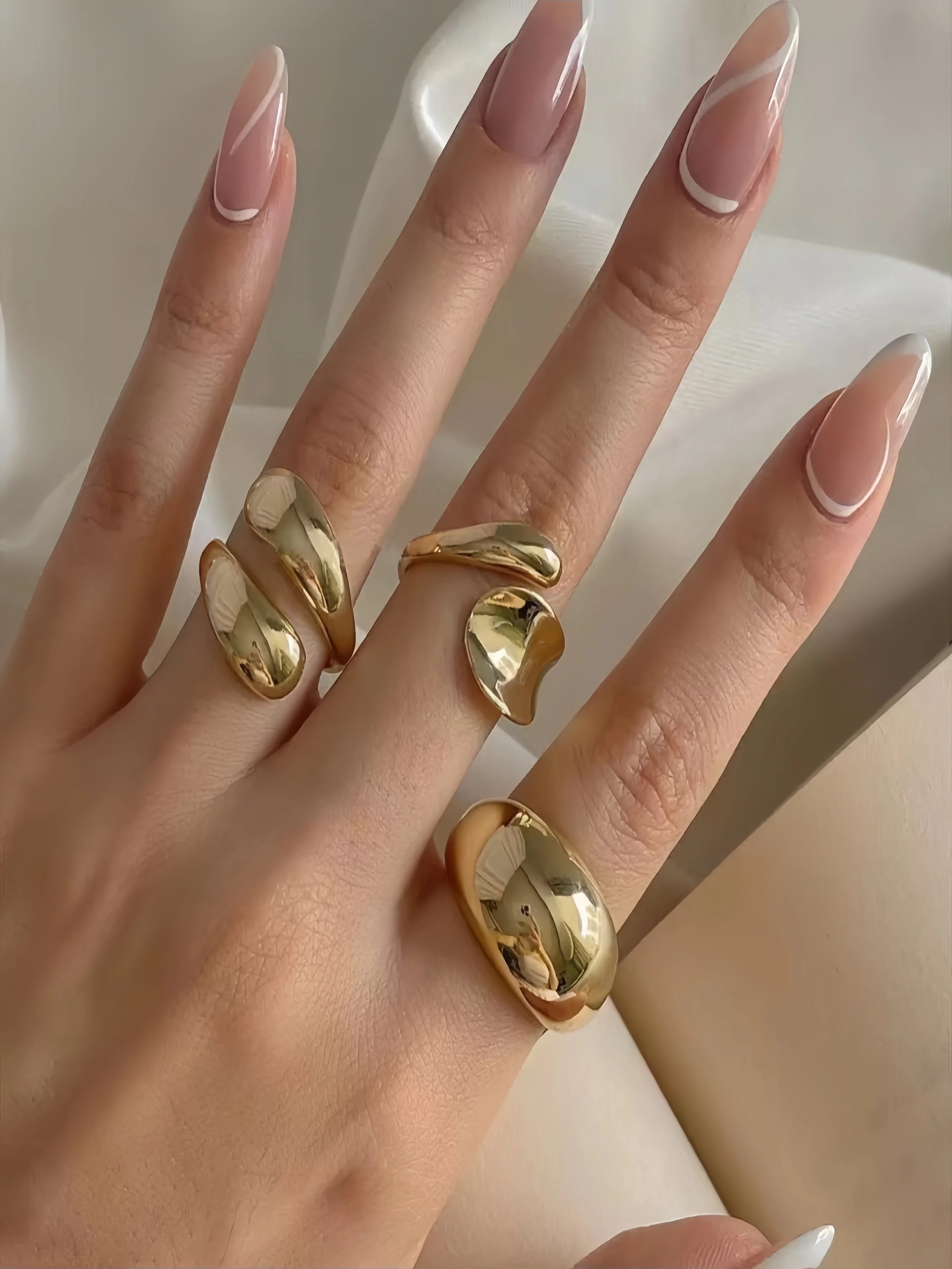 Elegant Irregular Pearl Ring Set