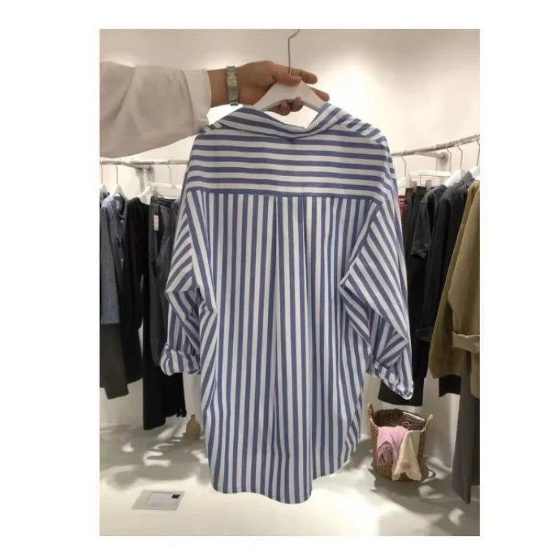 Women’s Striped Shirt – Casual Autumn Korean Style Blouse