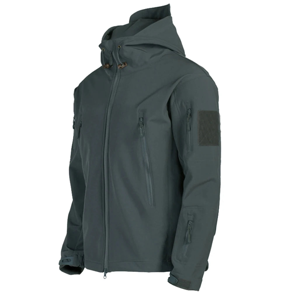 Men’s Tactical Soft Shell Jacket – Military Windproof & Waterproof Hooded Coat