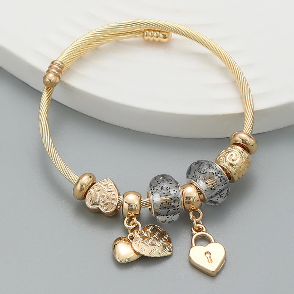 Elegant Stainless Steel Beaded Love Bracelet – Multi-Element Circle Design