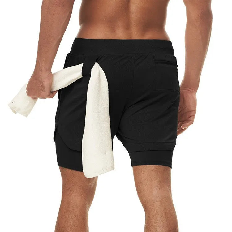 Men’s 2-in-1 Camo Running Shorts – Quick-Dry Gym & Fitness Training Wear