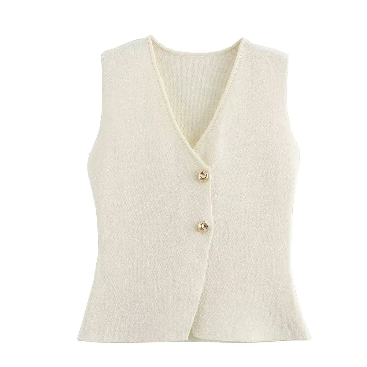 Women’s Knitted Skirt Set – Sleeveless V-Neck Vest & High Waist Long Skirt
