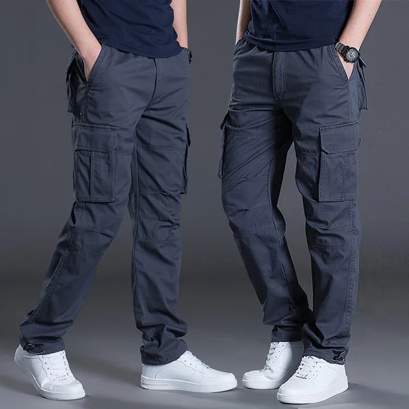 Casual Men’s Utility Trousers – Multi-Pocket Cotton Pants for Hiking & Everyday Wear