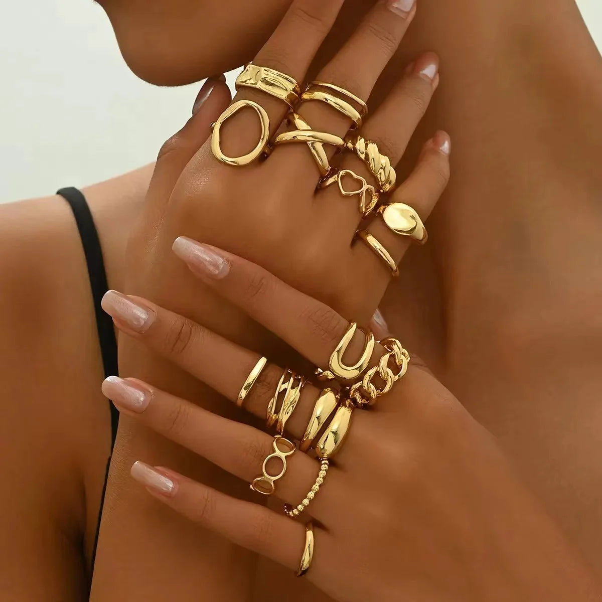 Elegant Irregular Pearl Ring Set
