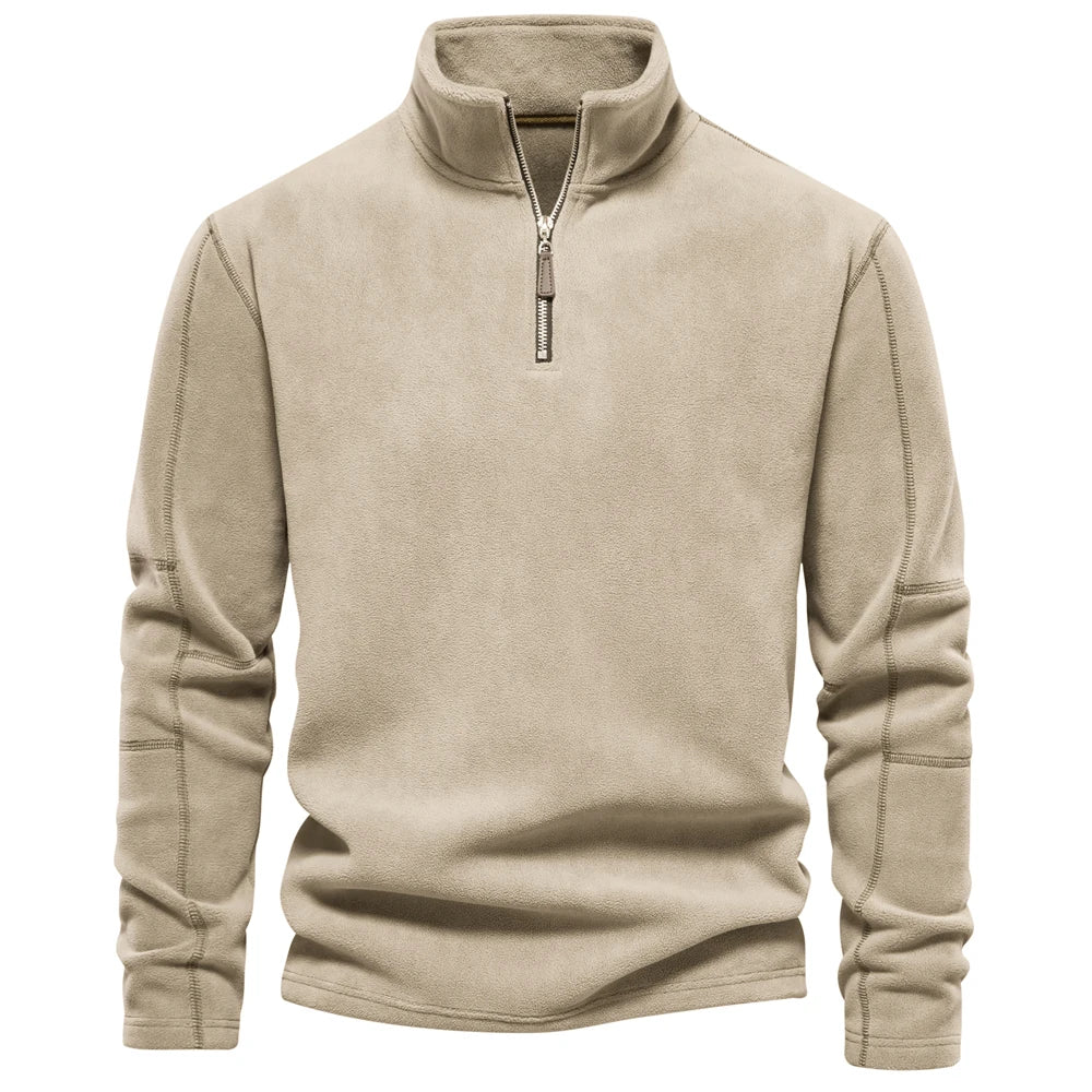 Soft Shell Men’s Sweatshirt – AIOPESON Warm Fleece with Half-Zip Design