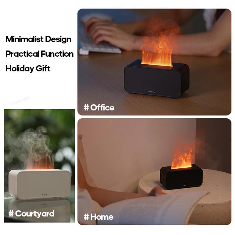 Colourful Flame Air Humidifier – Aromatherapy Diffuser with Fogger & Timer Setting