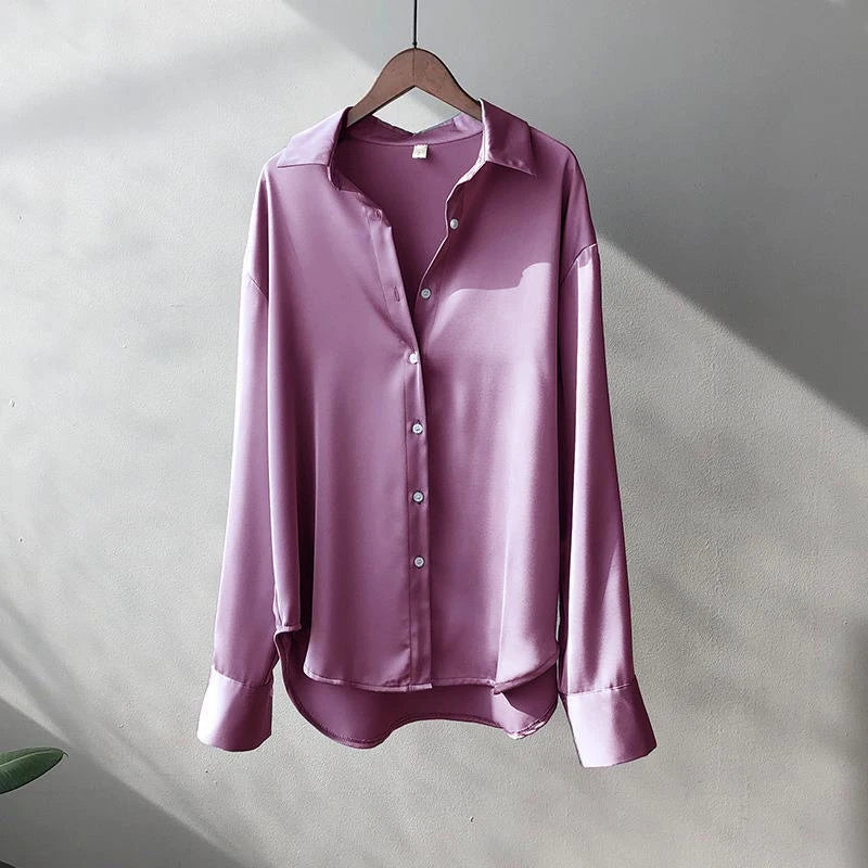 Spring Casual Knit Sweater Blouse – Buttoned Long Sleeve Top