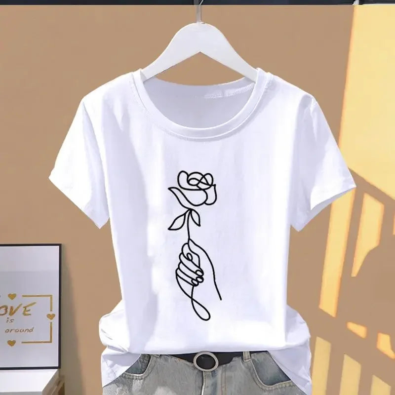 Stylish Oversized Graphic Tee for Women – Summer Floral Fashion