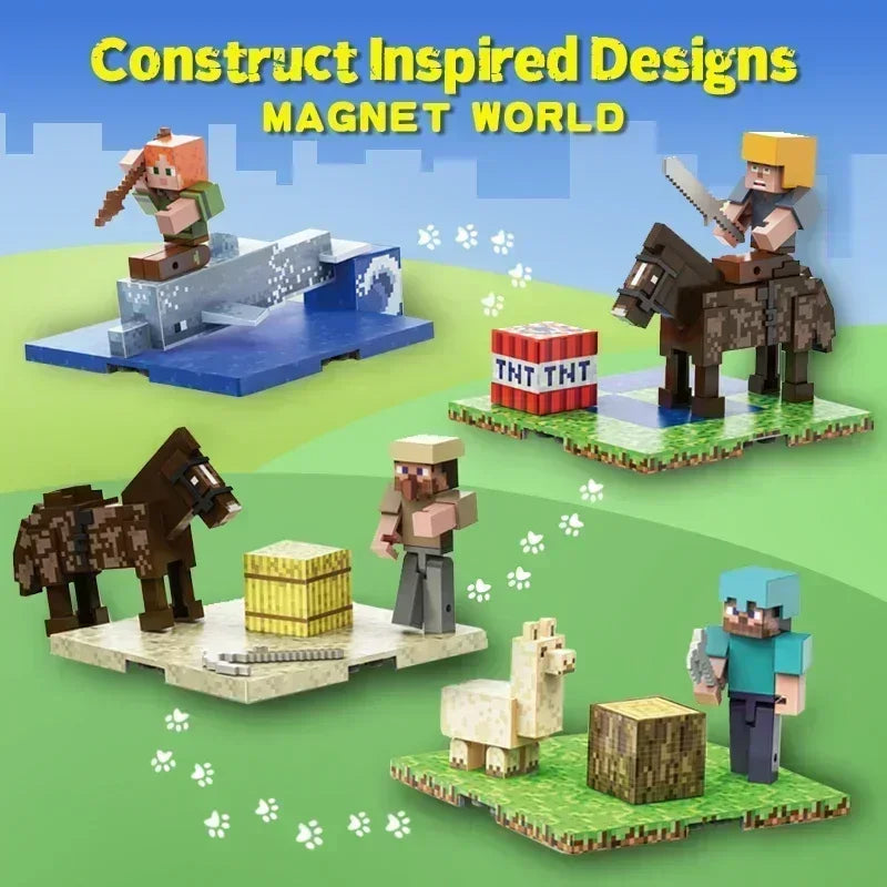 Magnetic Building Block Set with Baseplate