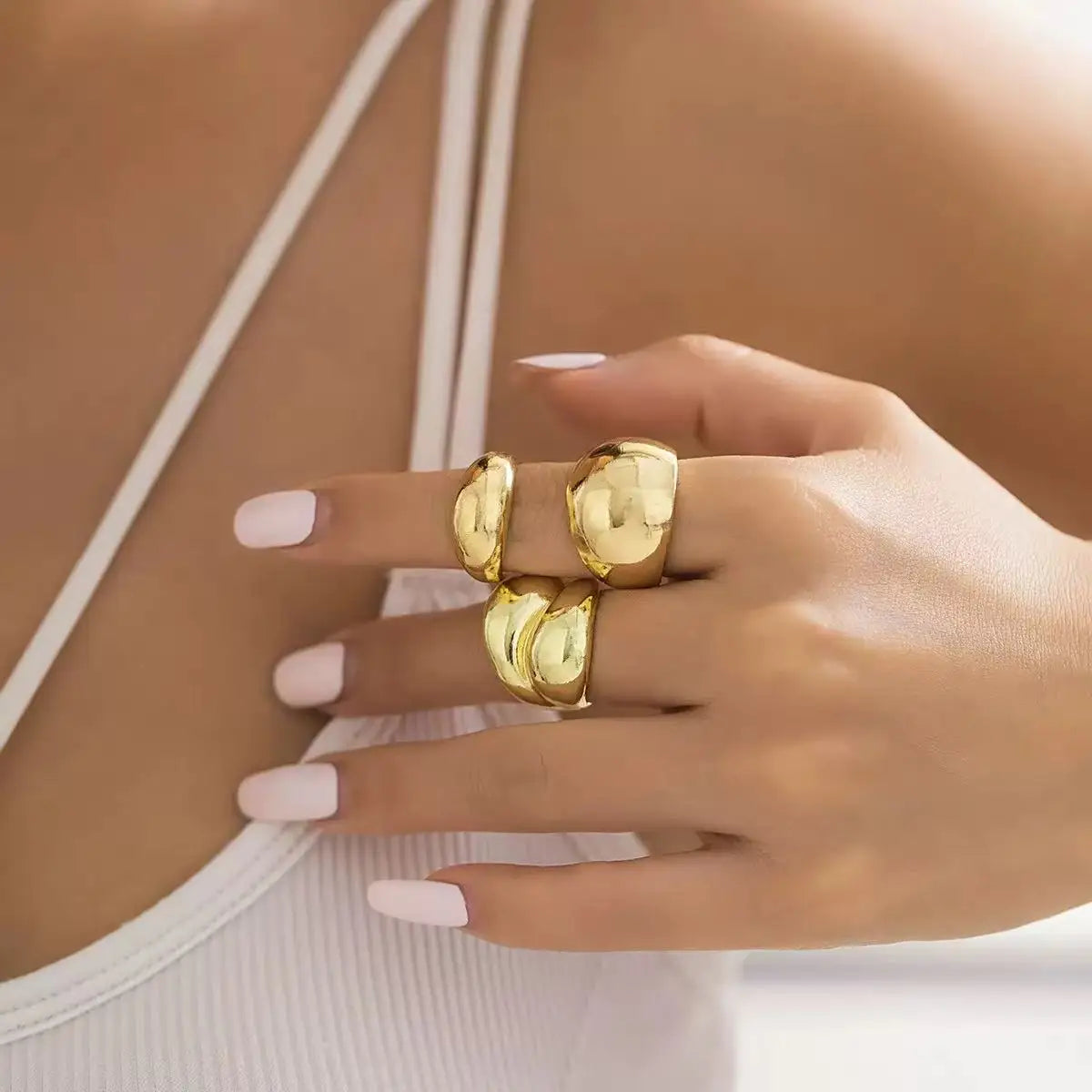 Elegant Irregular Pearl Ring Set