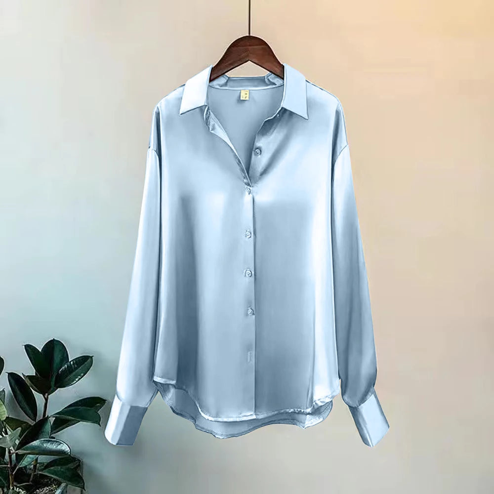 Spring Casual Knit Sweater Blouse – Buttoned Long Sleeve Top