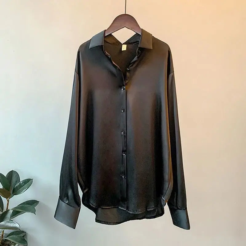 Spring Casual Knit Sweater Blouse – Buttoned Long Sleeve Top