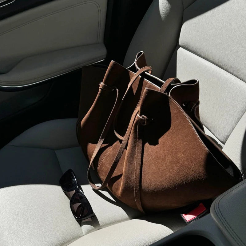 Custom Initials Faux Suede Tote Bag