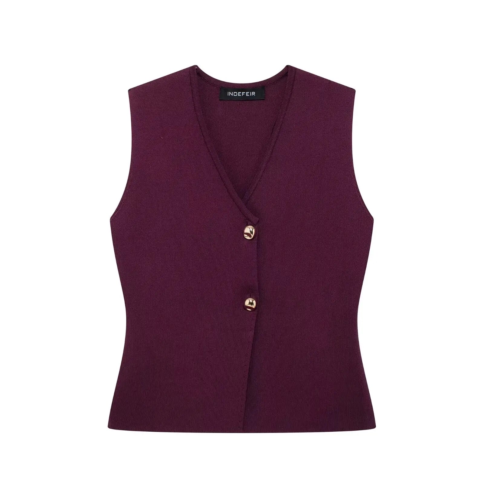 Women’s Knitted Skirt Set – Sleeveless V-Neck Vest & High Waist Long Skirt