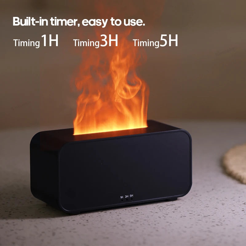 Colourful Flame Air Humidifier – Aromatherapy Diffuser with Fogger & Timer Setting